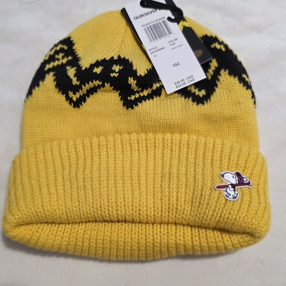 Quiksilver Yellow and Black Kids Beanie